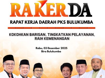 Rakerda PKS Bulukumba 2025 akan digelar pada 2–3 Desember di Tanjung Bira.
