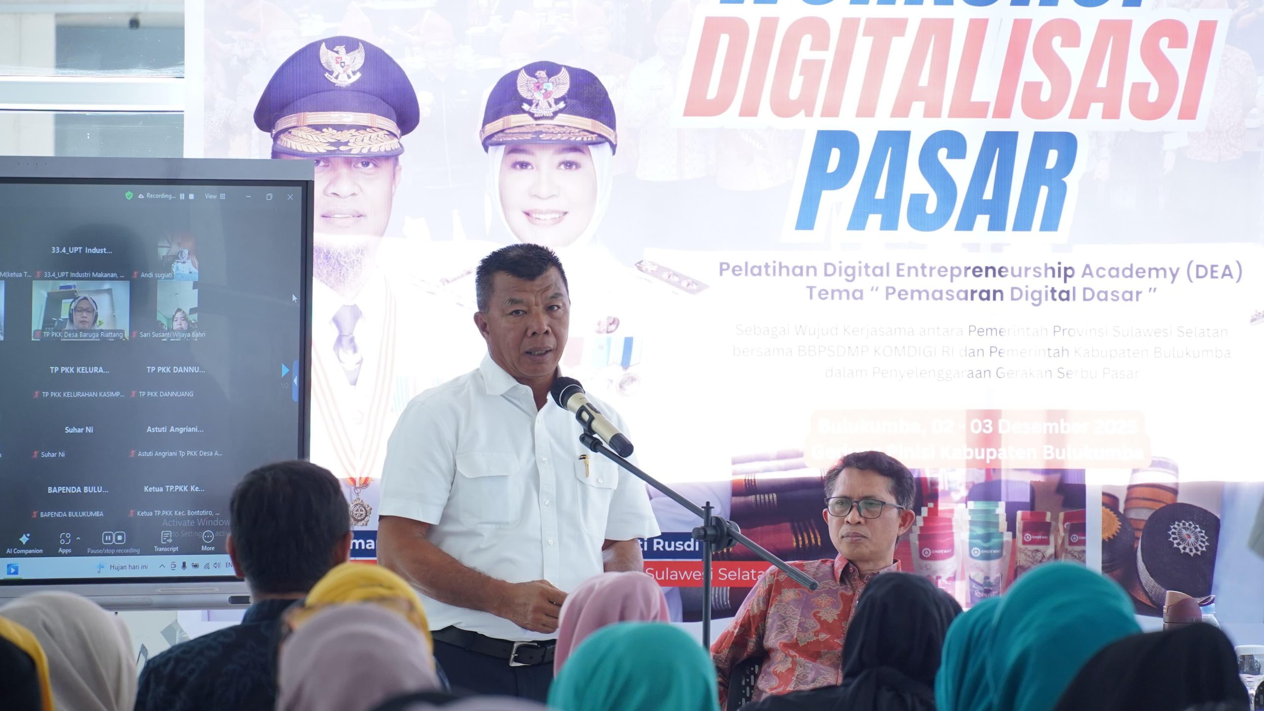 Bupati Bulukumba Andi Muchtar Ali Yusuf membuka Workshop Digitalisasi Pasar yang digelar sebagai kolaborasi Disperindag Sulsel dan Balai SDM Komdigi Makassar.
