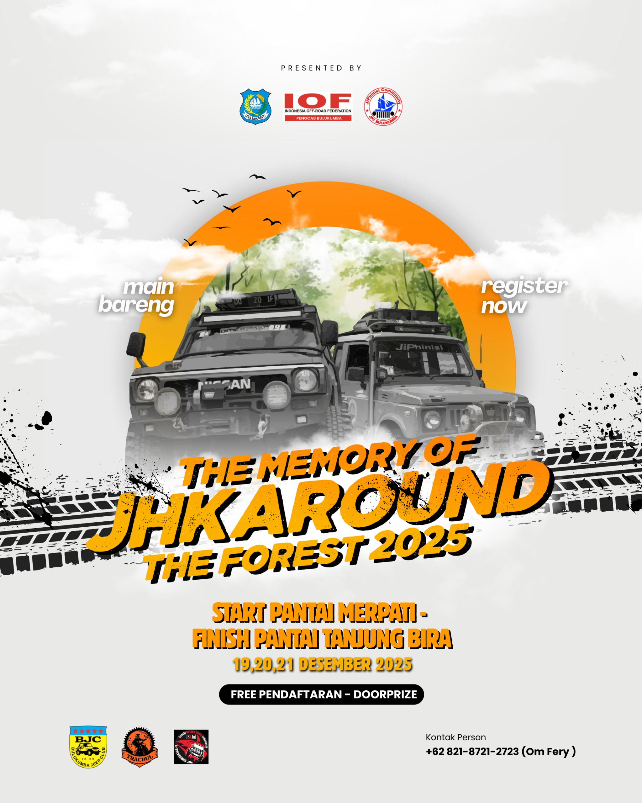 Ajang offroad JHK Around The Forest 2025 siap digelar di Bulukumba pada 19–21 Desember 2025. Start Pantai Merpati finis Tanjung Bira, padukan tantangan ekstrem dan wisata alam.