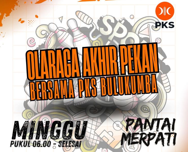 Kegiatan Olahraga Akhir Pekan Bersama PKS Bulukumba yang digelar di kawasan Pantai Merpati, Kecamatan Ujung Bulu, Kabupaten Bulukumba.