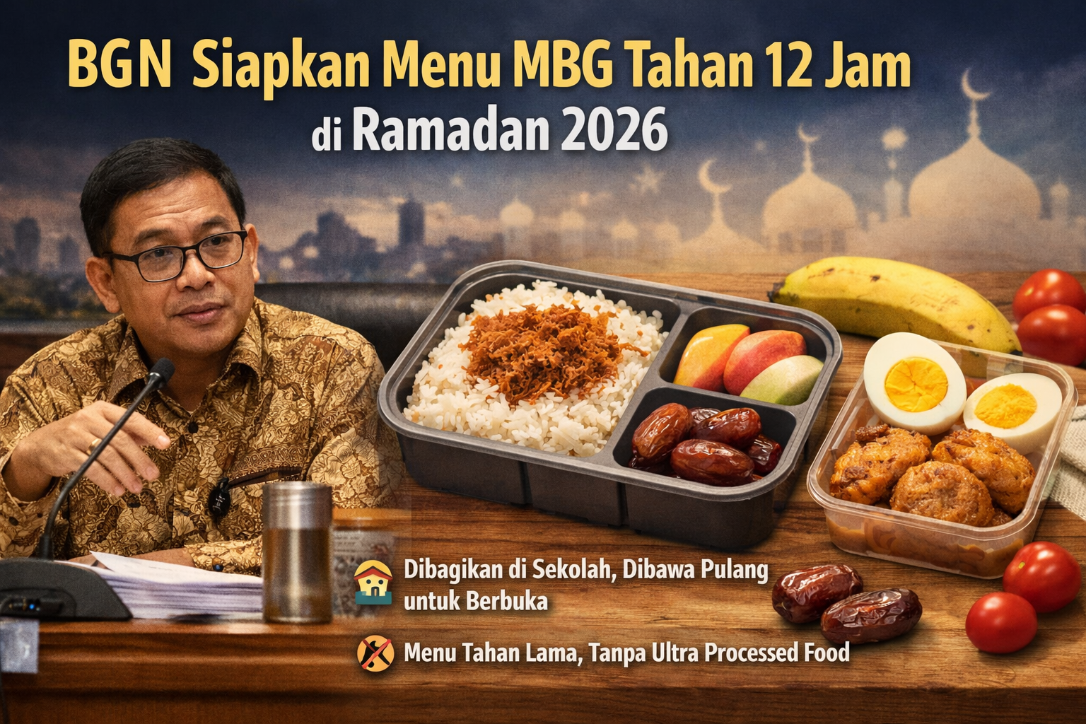 (Ilustrasi) Kepala BGN Dadan Hindayana memberikan keterangan terkait menu MBG Ramadan 2026