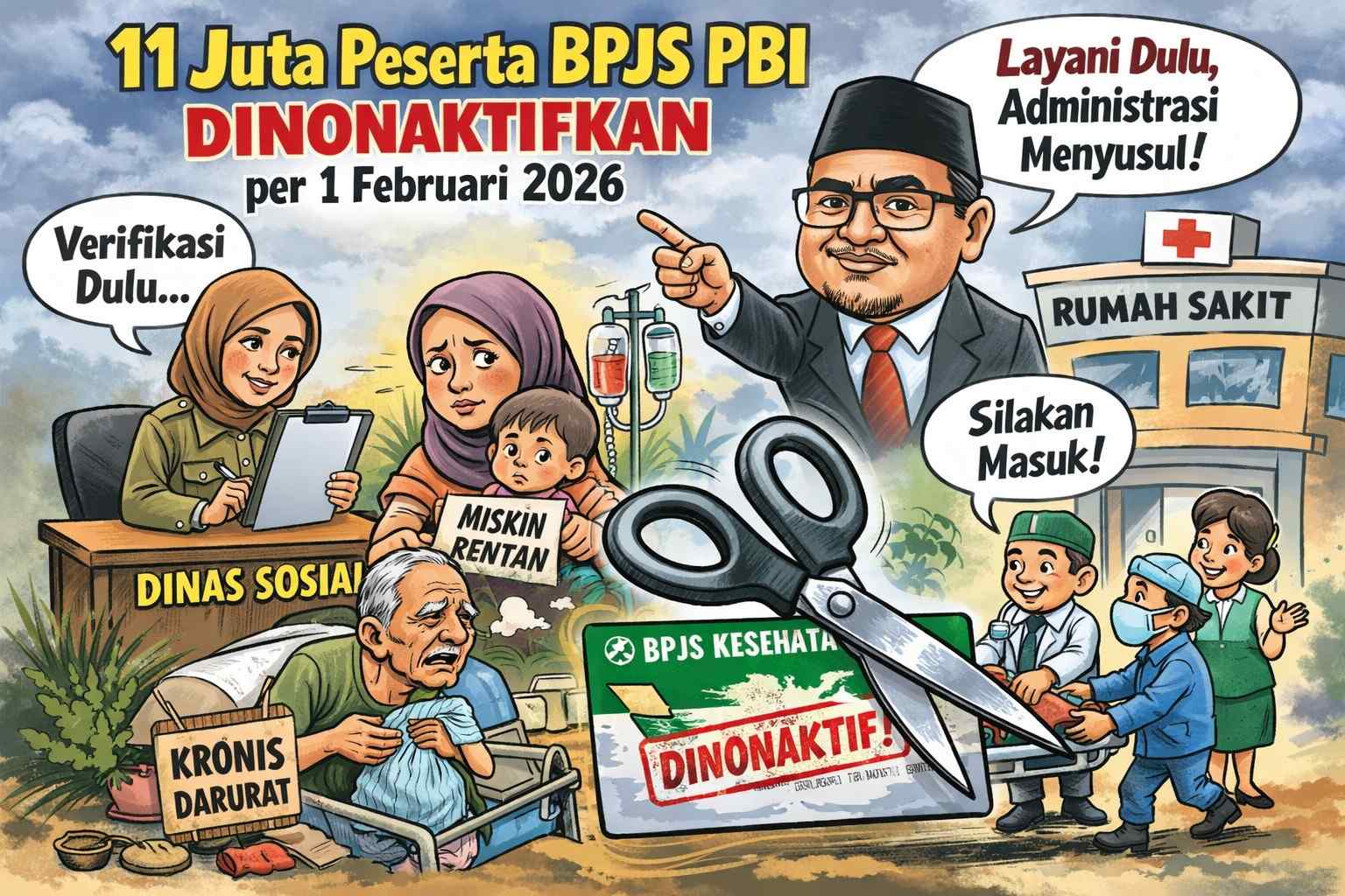 Ilustrasi kartu BPJS Kesehatan peserta PBI yang dinonaktifkan per 1 Februari 2026