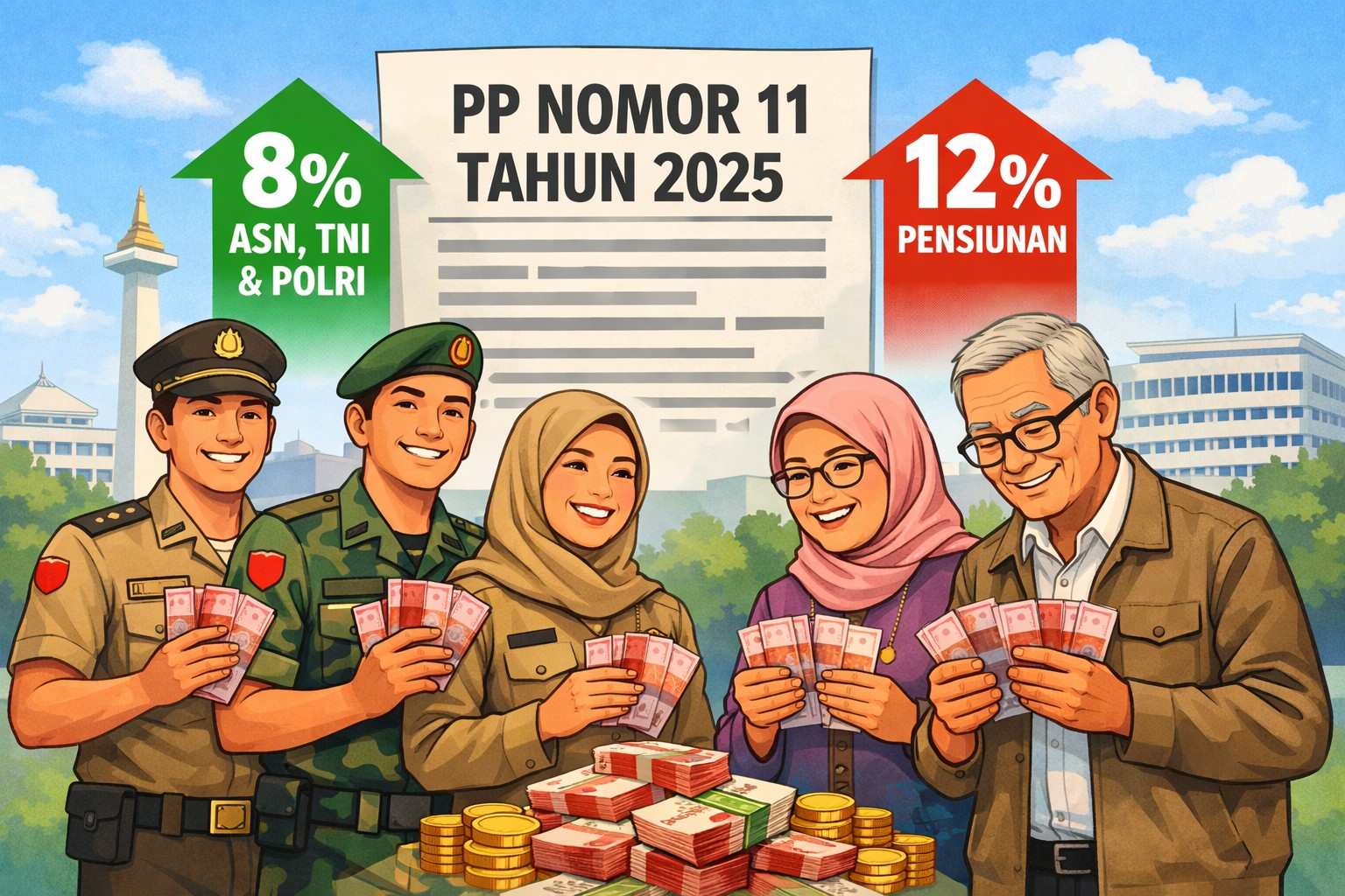 Ilustrasi ASN dan pensiunan menerima kenaikan gaji berdasarkan PP Nomor 11 Tahun 2025