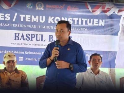 Anggota DPRD Bulukumba Kaspul BJ saat melaksanakan Reses DPRD Bulukumba 2026 di Kelurahan Tanuntung Kecamatan Herlang