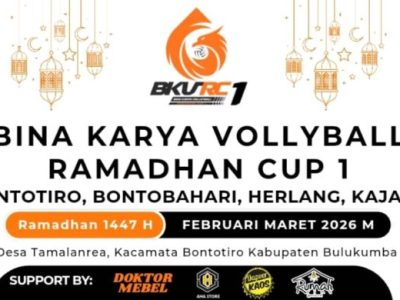Spanduk Turnamen Bina Karya Volly Ball Ramadan Cup 1 (BKV-RC1) Bulukumba Ramadan 2026