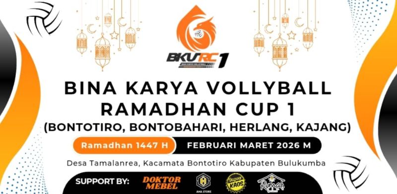 Spanduk Turnamen Bina Karya Volly Ball Ramadan Cup 1 (BKV-RC1) Bulukumba Ramadan 2026