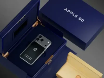 iPhone 17 Pro edisi 50 tahun Apple karya Caviar dengan logo Apple dan desain eksklusif Steve Jobs
