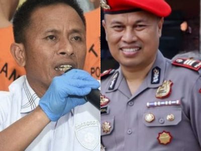 Kasatreskrim dan Kasatnarkoba lama Polres Bulukumba saat masih menjabat sebelum dilakukan serah terima jabatan kepada pejabat baru dalam upacara Sertijab.