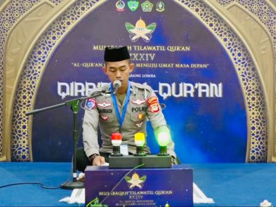 Bripda M Ahriadi anggota Satlantas Polres Bulukumba mengikuti MTQ Sulawesi Selatan 2026 di Kabupaten Maros