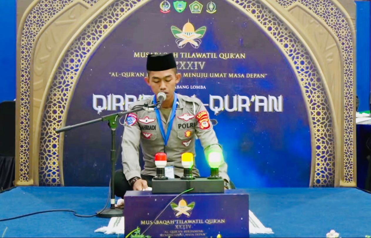 Bripda M Ahriadi anggota Satlantas Polres Bulukumba mengikuti MTQ Sulawesi Selatan 2026 di Kabupaten Maros