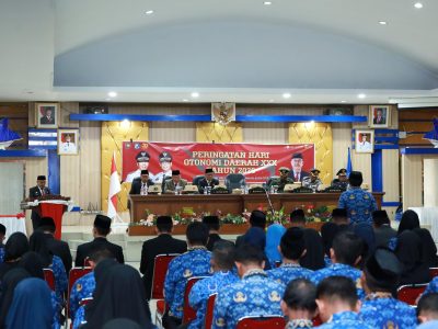 Pemkab Bulukumba menggelar Upacara Peringatan Hari Otonomi Daerah ke-XXX Tahun 2026 di Ruang Pola Kantor Bupati, Senin (27/4/2026).