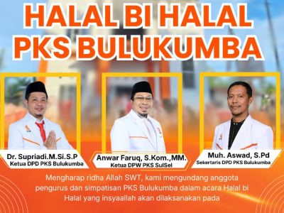 Pengurus Partai Keadilan Sejahtera Bulukumba mengumumkan kegiatan Halal Bihalal yang akan digelar di Bulukumba pada 19 April 2026