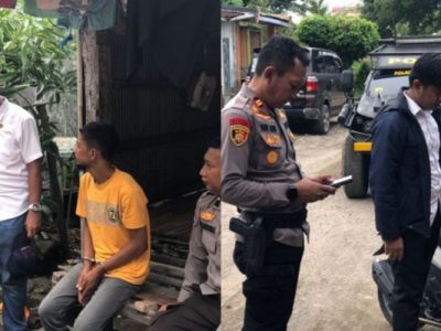 Personel Polsek Ujung Bulu mengamankan terduga pelaku pencurian ternak sapi Bali di wilayah Jalan Elang, Kelurahan Caile, Kecamatan Ujung Bulu, Bulukumba, Senin (18/5/2026).