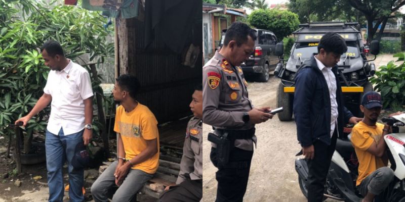 Personel Polsek Ujung Bulu mengamankan terduga pelaku pencurian ternak sapi Bali di wilayah Jalan Elang, Kelurahan Caile, Kecamatan Ujung Bulu, Bulukumba, Senin (18/5/2026).